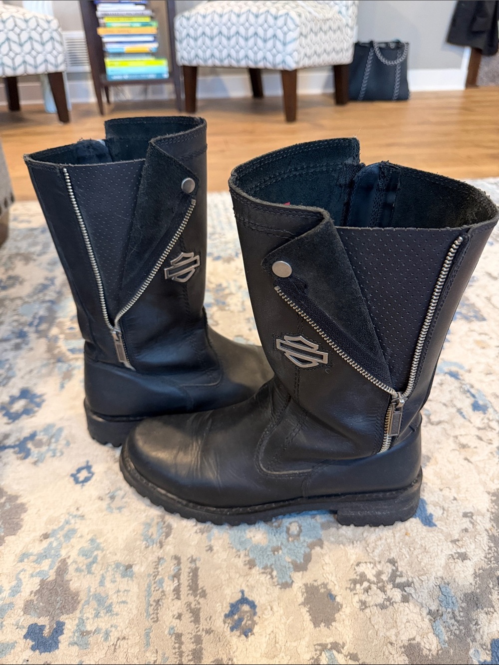 Harley-Davidson Black Leather Motorcycle Boots